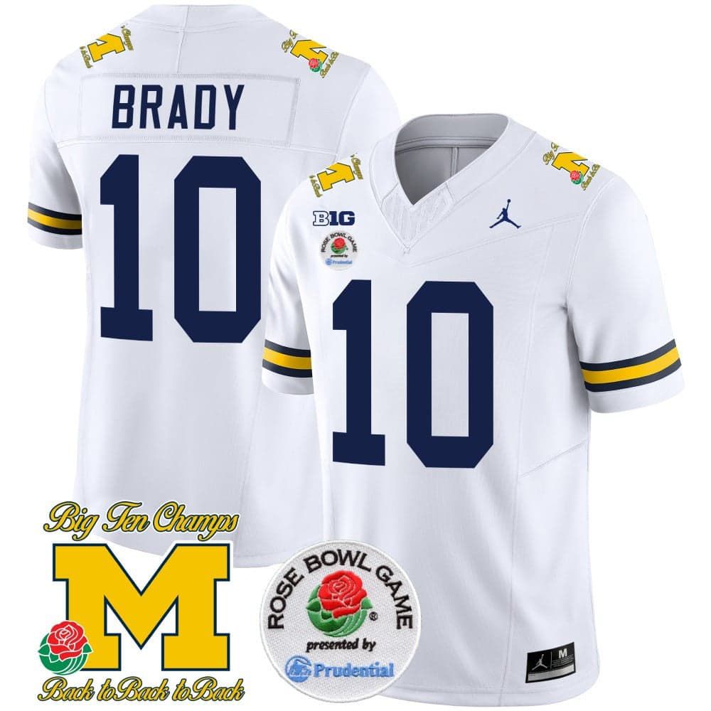 Men Michigan Wolverines #10 Brady White 2024 Rose Bowl Patch Vapor Limited NCAA Jersey->indianapolis colts->NFL Jersey